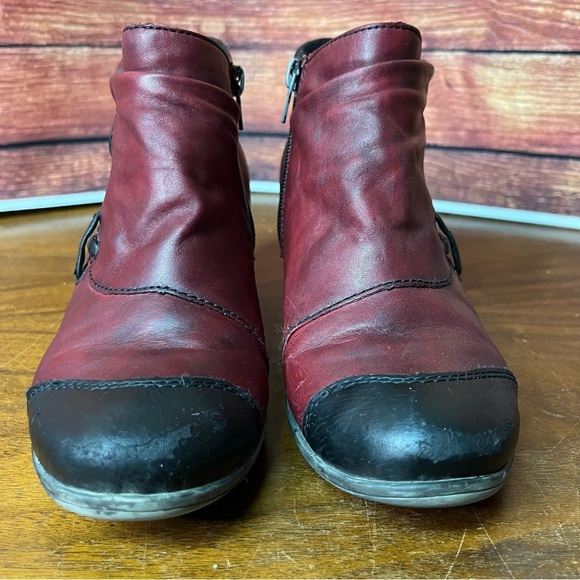 Remonte Cheyenne 87 Burgundy & Black Ankle Boots - Picture 3 of 16
